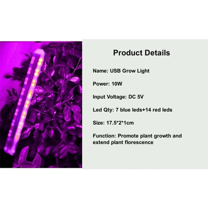 LED Grow Light Full Spectrum Plant Lamp with Flexible Hose Indoor Greenhouse Phyto USB Lamp Flower Seedling Hydroponic Light 5V